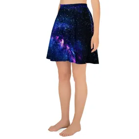 Purple Galaxy Skater Skirt, Cosmos Space Women's Skater Skirt- Made in USA/EU (US Size: XS-3XL)