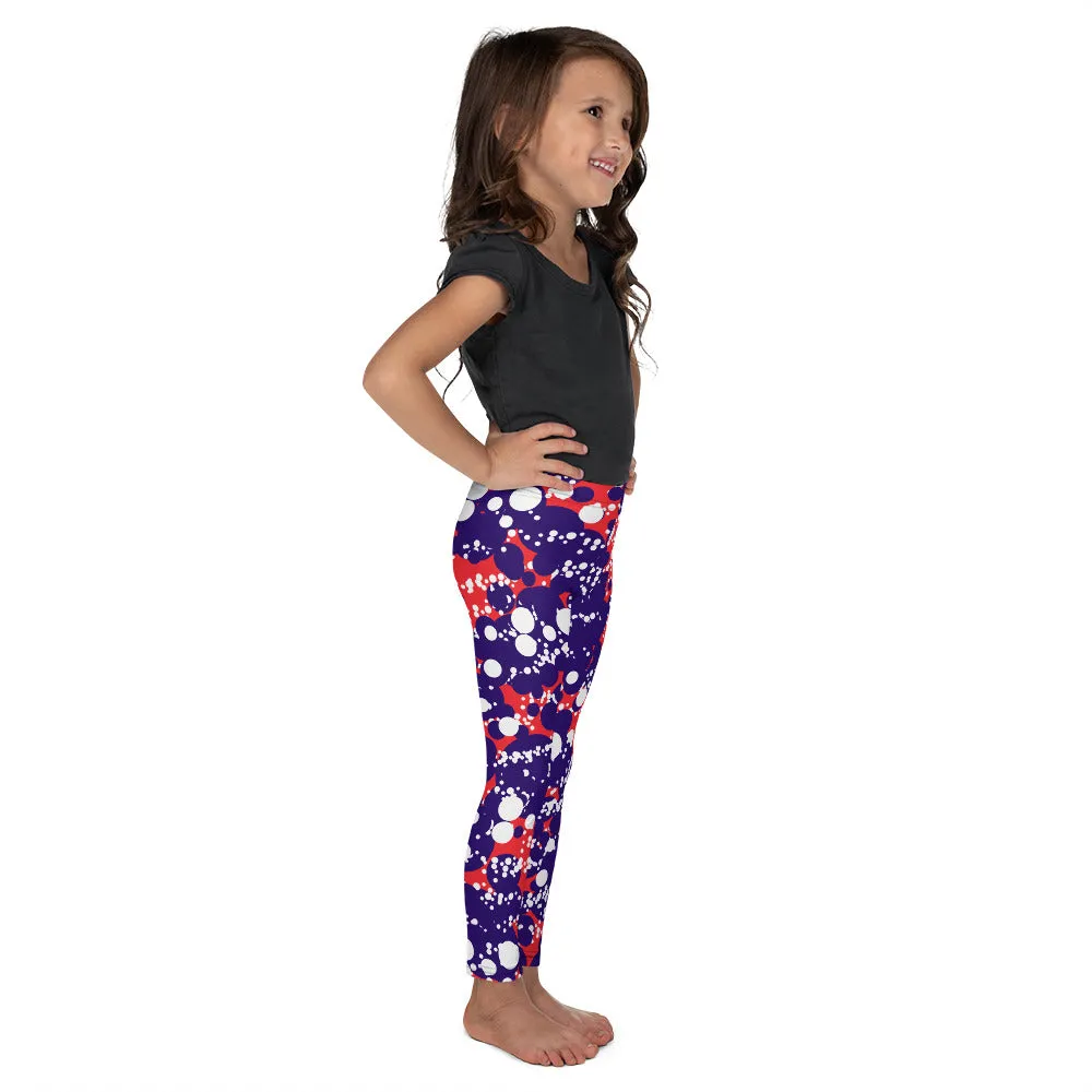 Red White Blue Bubble Kid's Leggings, Toddler, Girls and Boys Matching Family Outfits