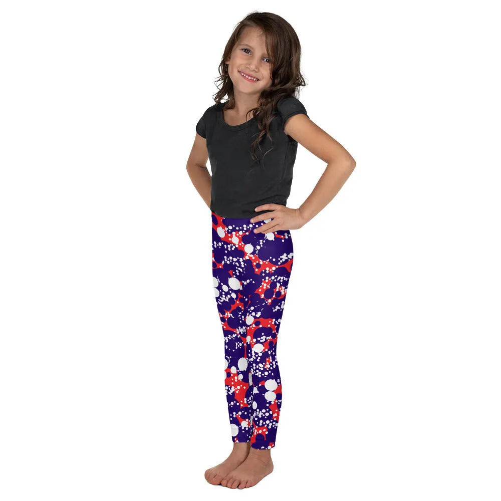 Red White Blue Bubble Kid's Leggings, Toddler, Girls and Boys Matching Family Outfits