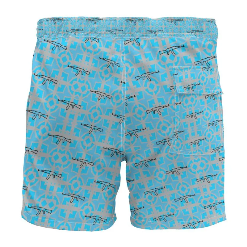 #s107 cnl Board Shorts gun print blue