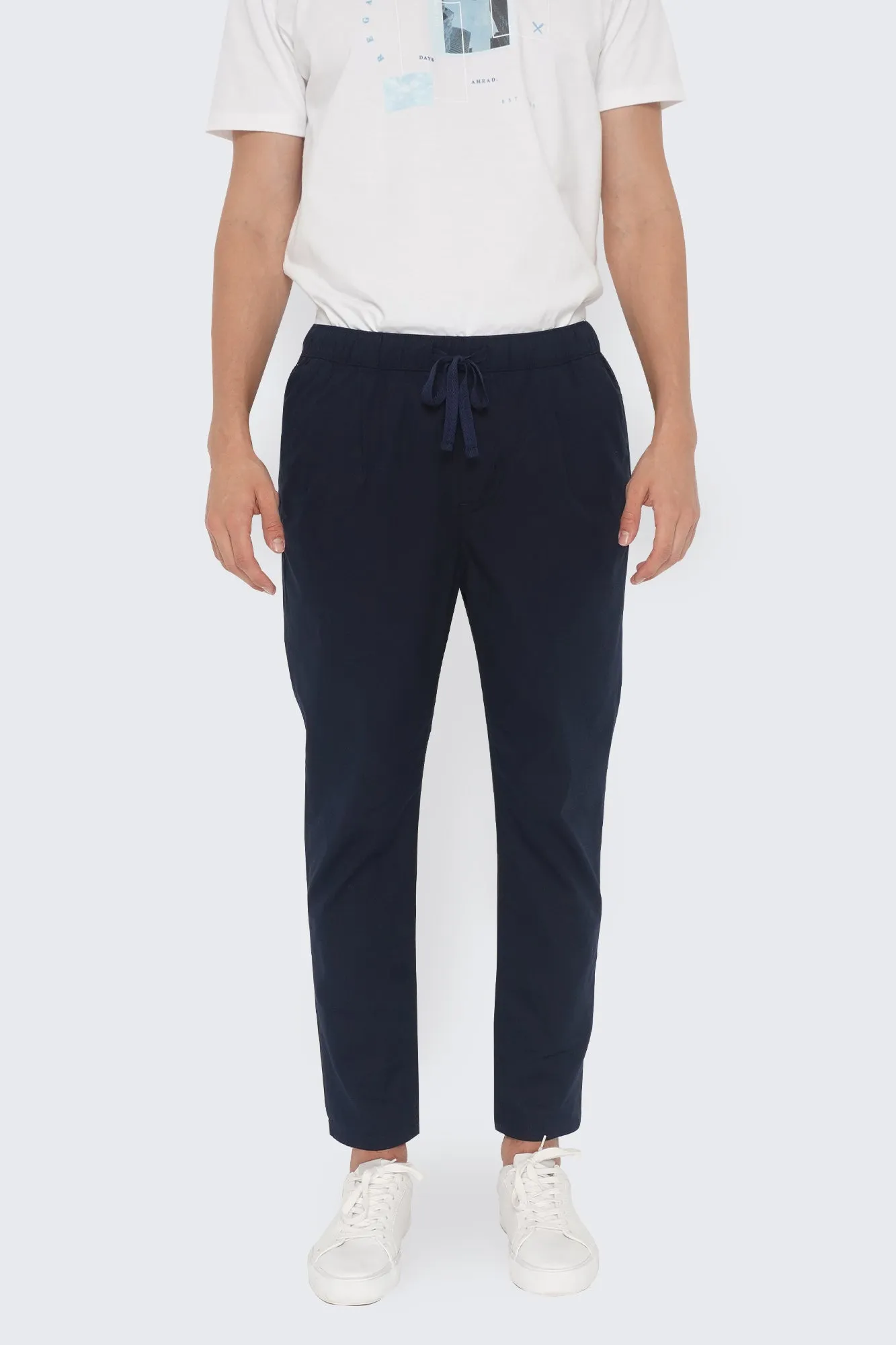 Slim Fit Woven Drawstring Trousers