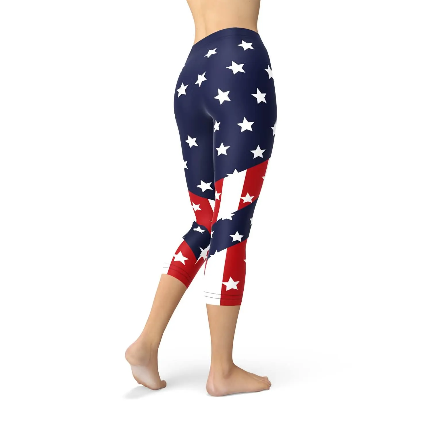 Stars and Stripes Women's Capri Workout Leggings