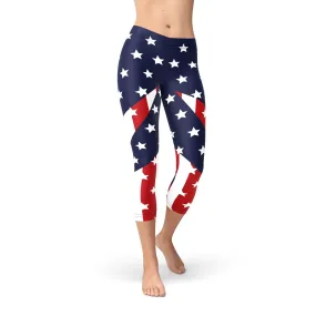 Stars and Stripes Women's Capri Workout Leggings