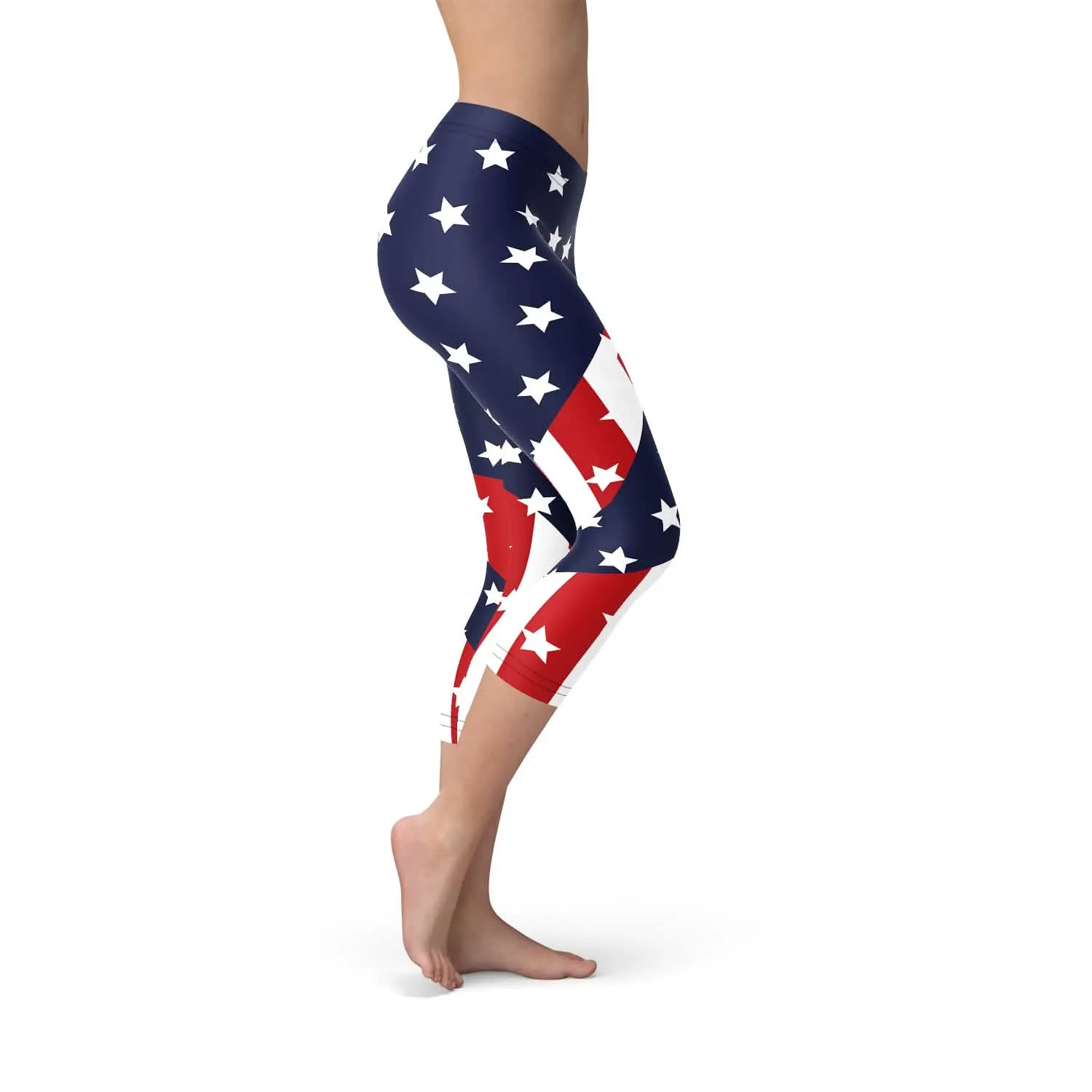 Stars and Stripes Women's Capri Workout Leggings