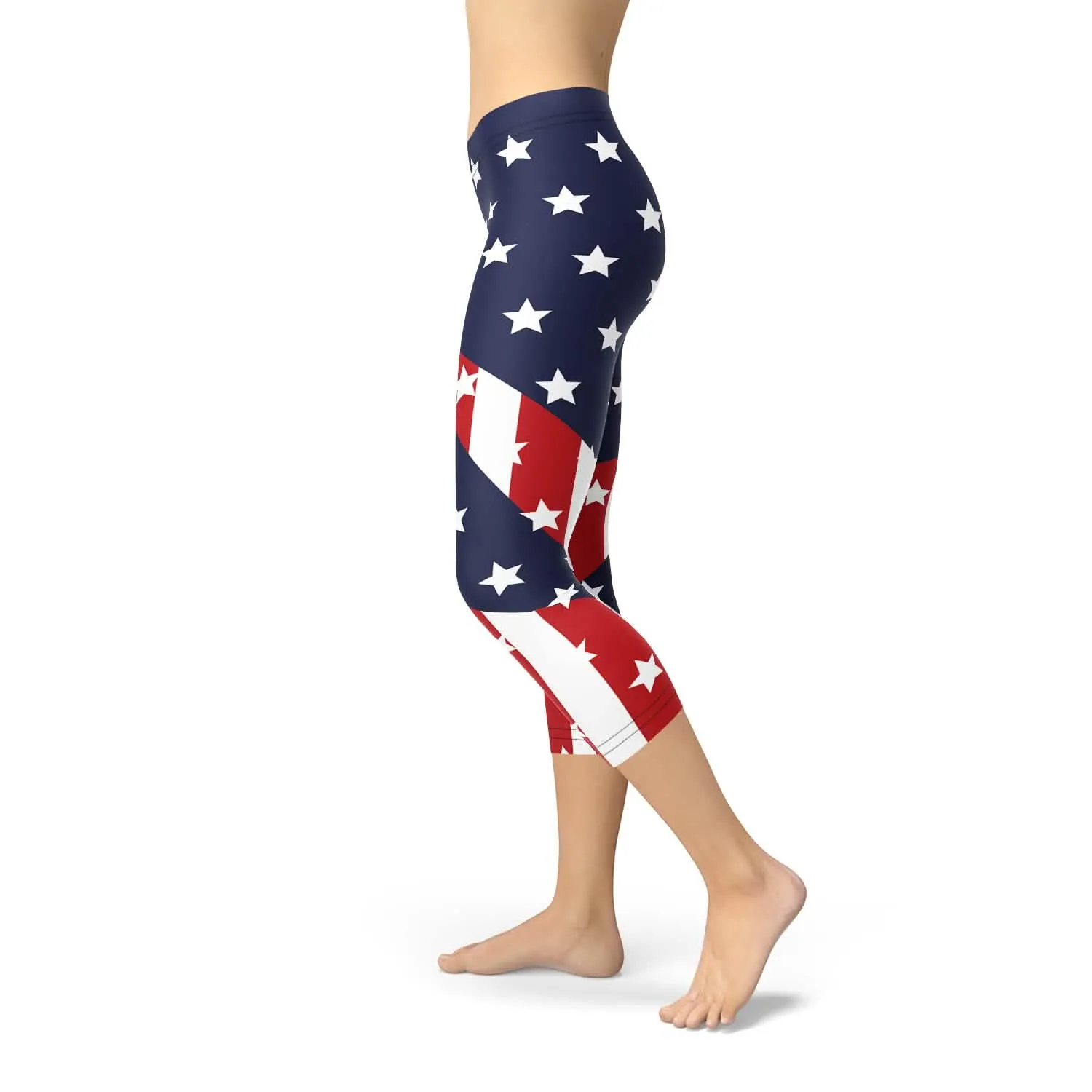 Stars and Stripes Women's Capri Workout Leggings