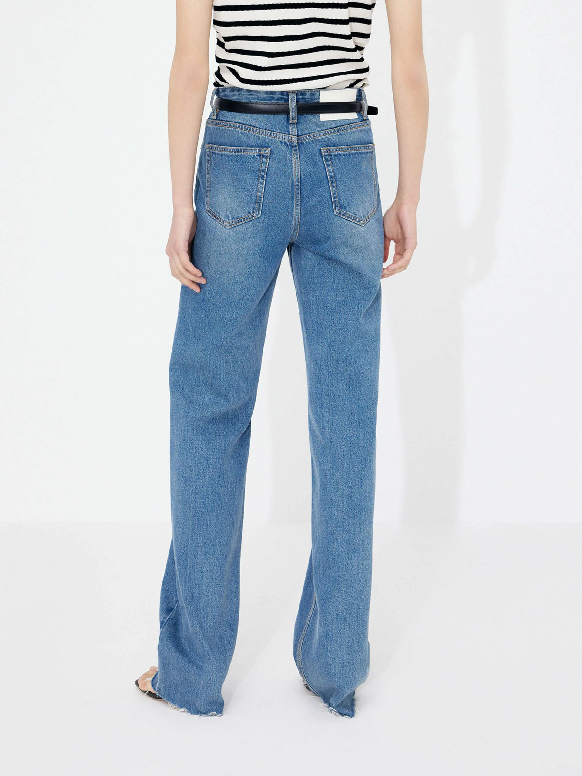 Straight Raw Hem Jeans