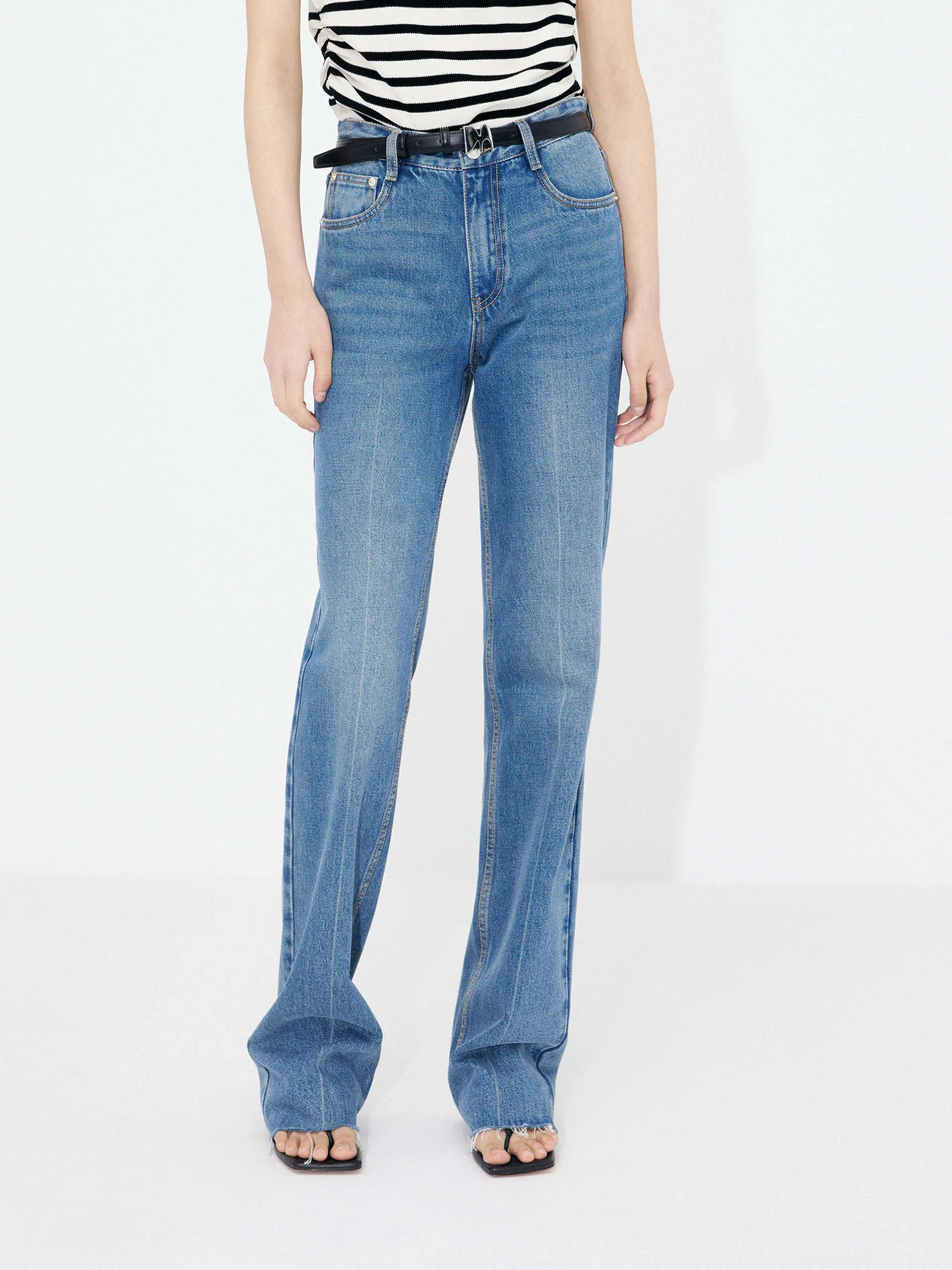 Straight Raw Hem Jeans