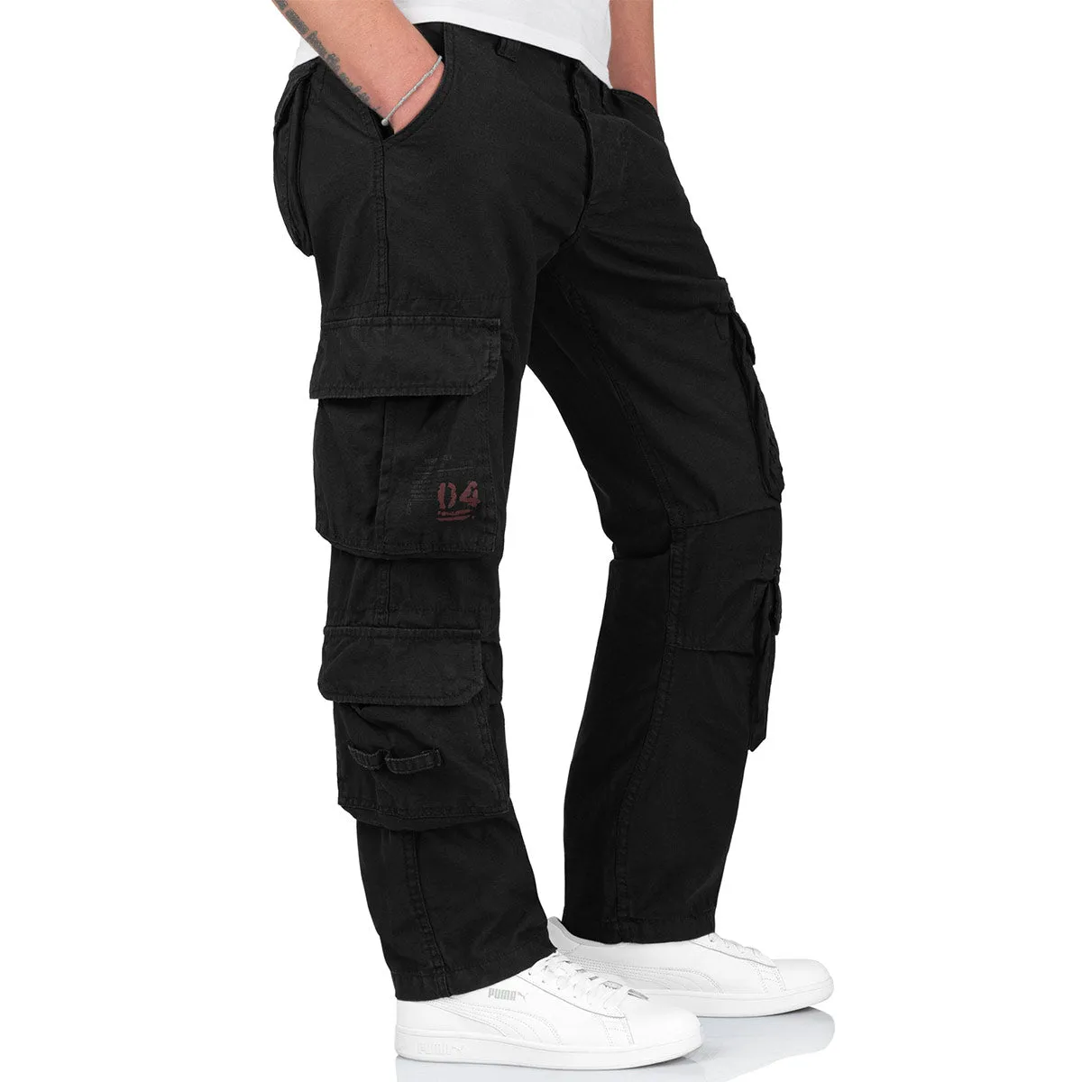 Surplus Airborne Slim Fit Cargo Trousers Black