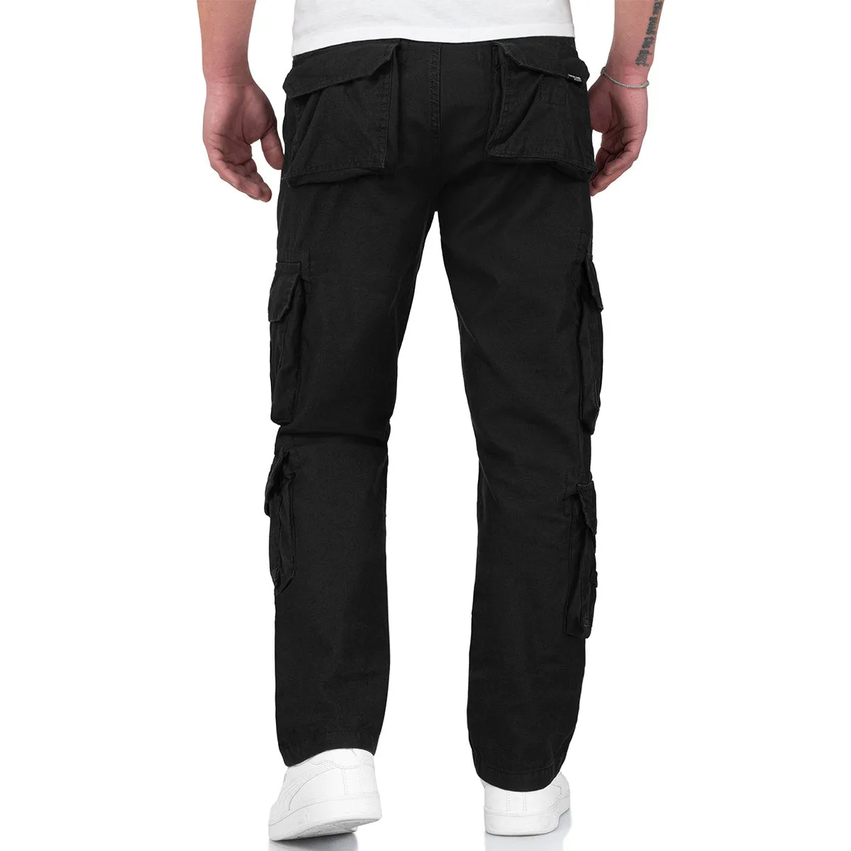 Surplus Airborne Slim Fit Cargo Trousers Black