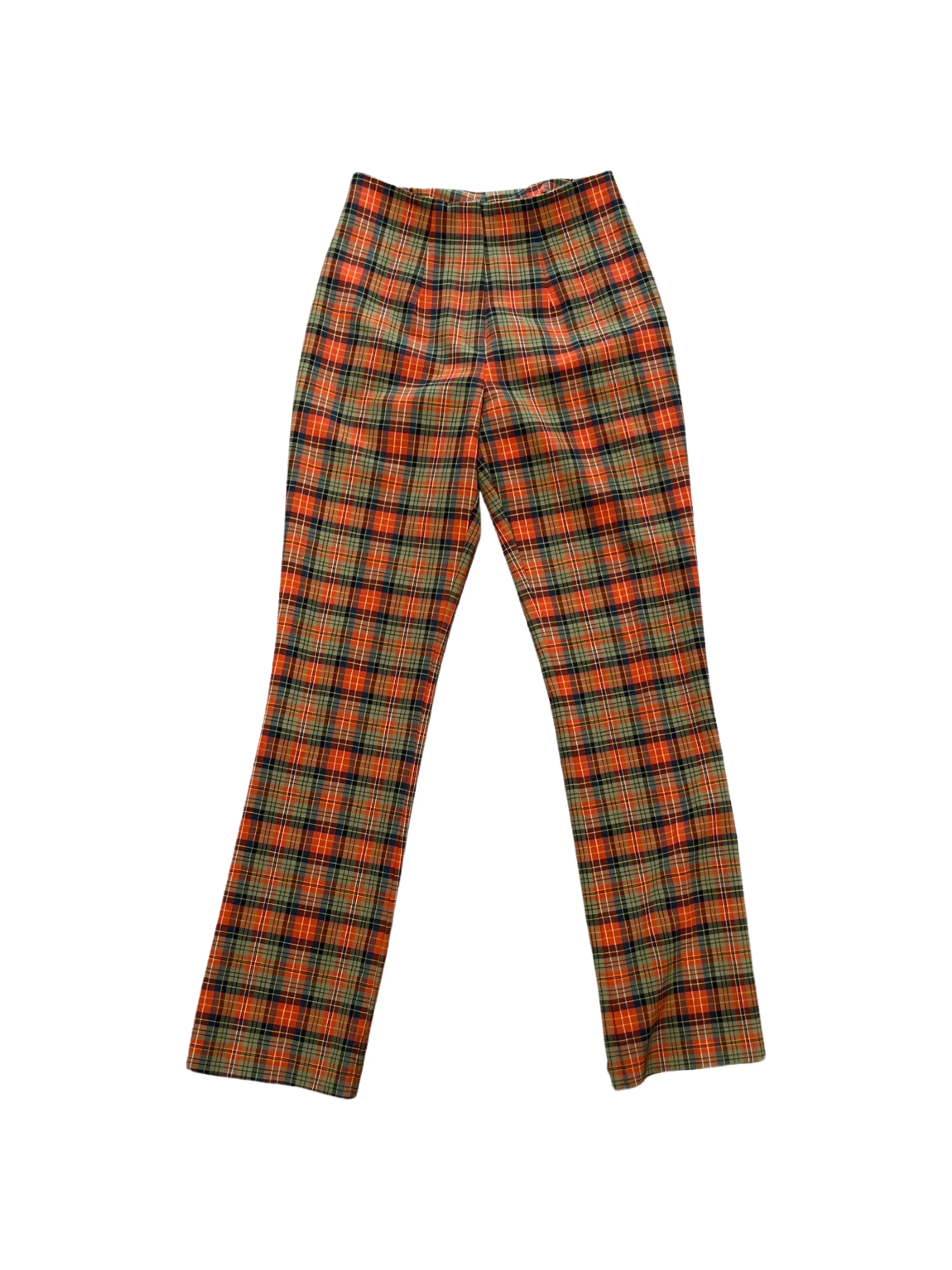 Tara Jarmon Orange/Green Plaid Pants /36