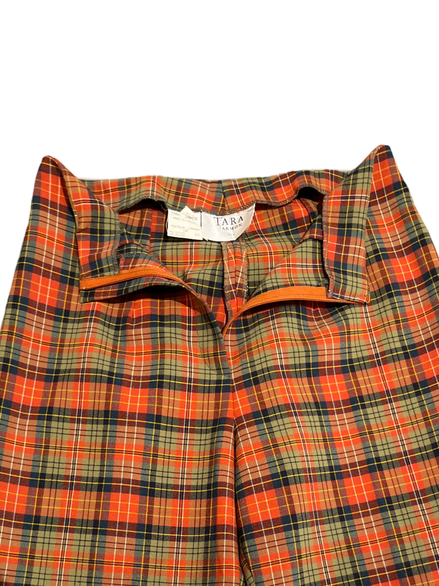 Tara Jarmon Orange/Green Plaid Pants /36