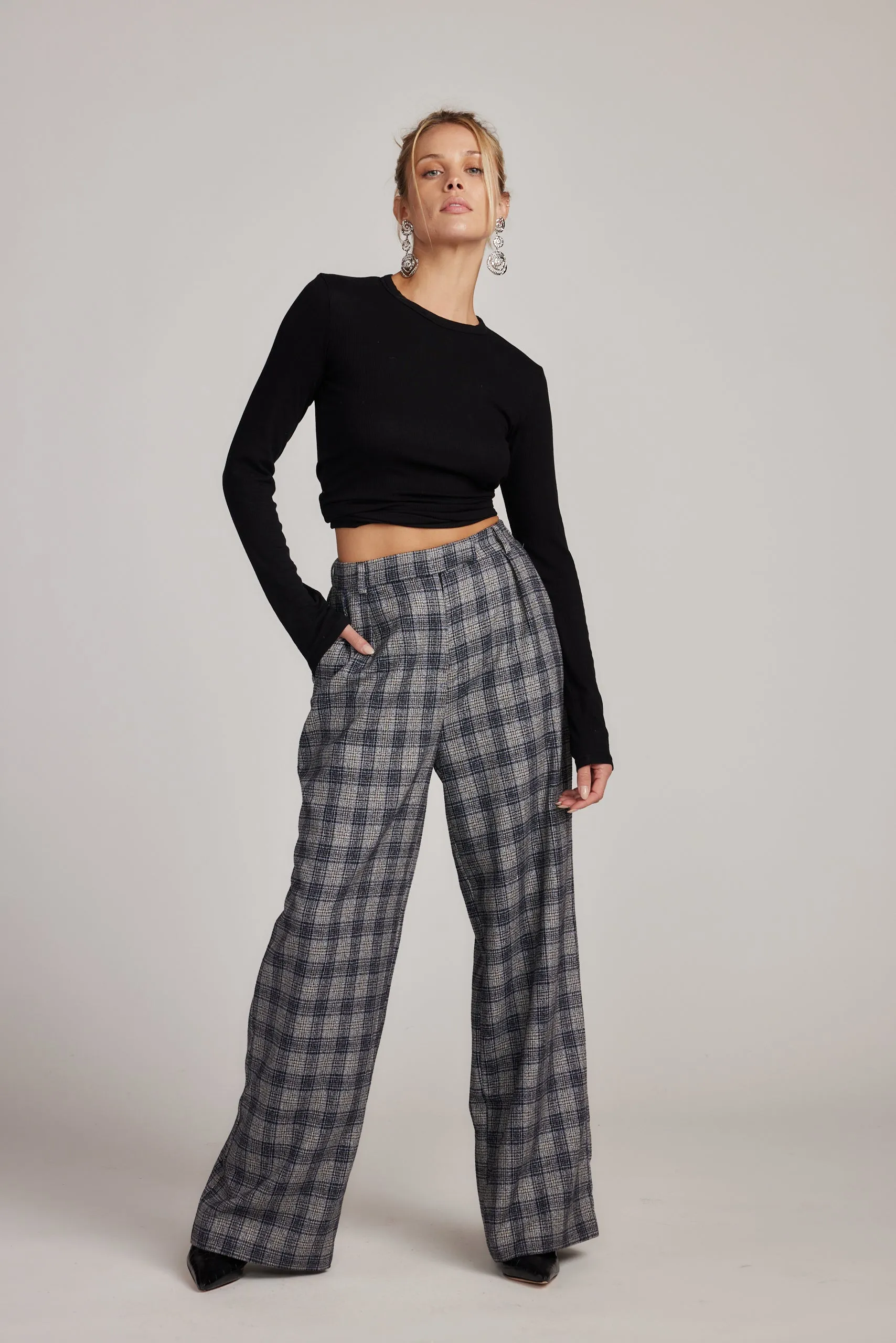 Thomas Grey Plaid Trousers