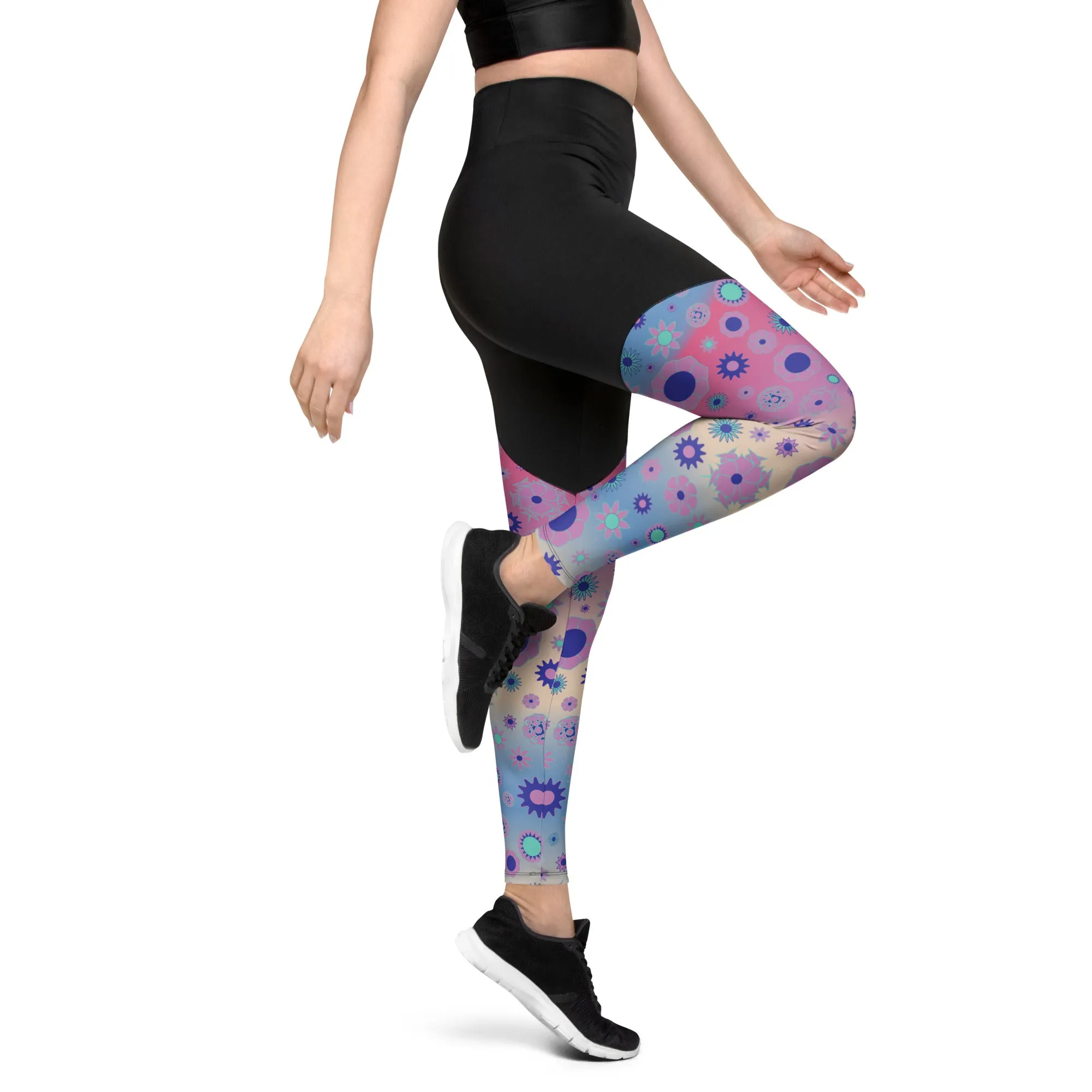 Tie Dye Orange Sports Leggings- Super Slimming Support