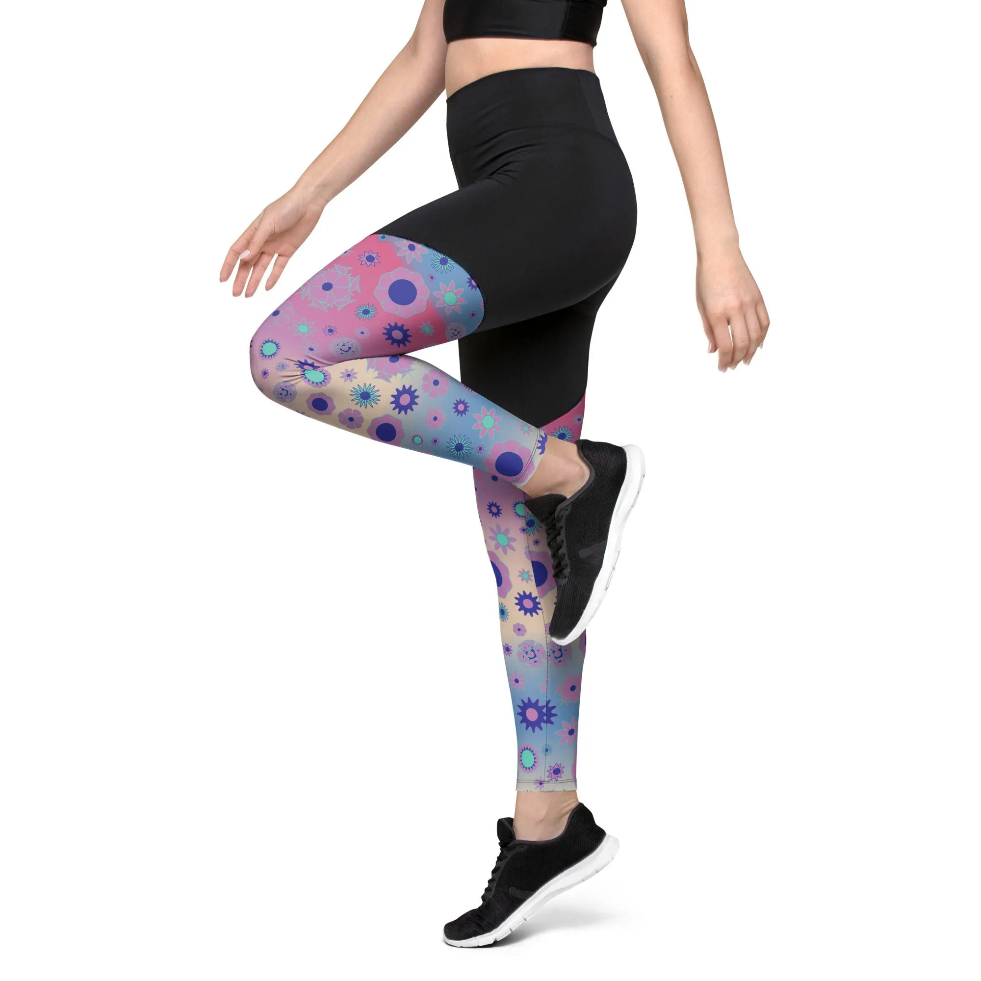 Tie Dye Orange Sports Leggings- Super Slimming Support