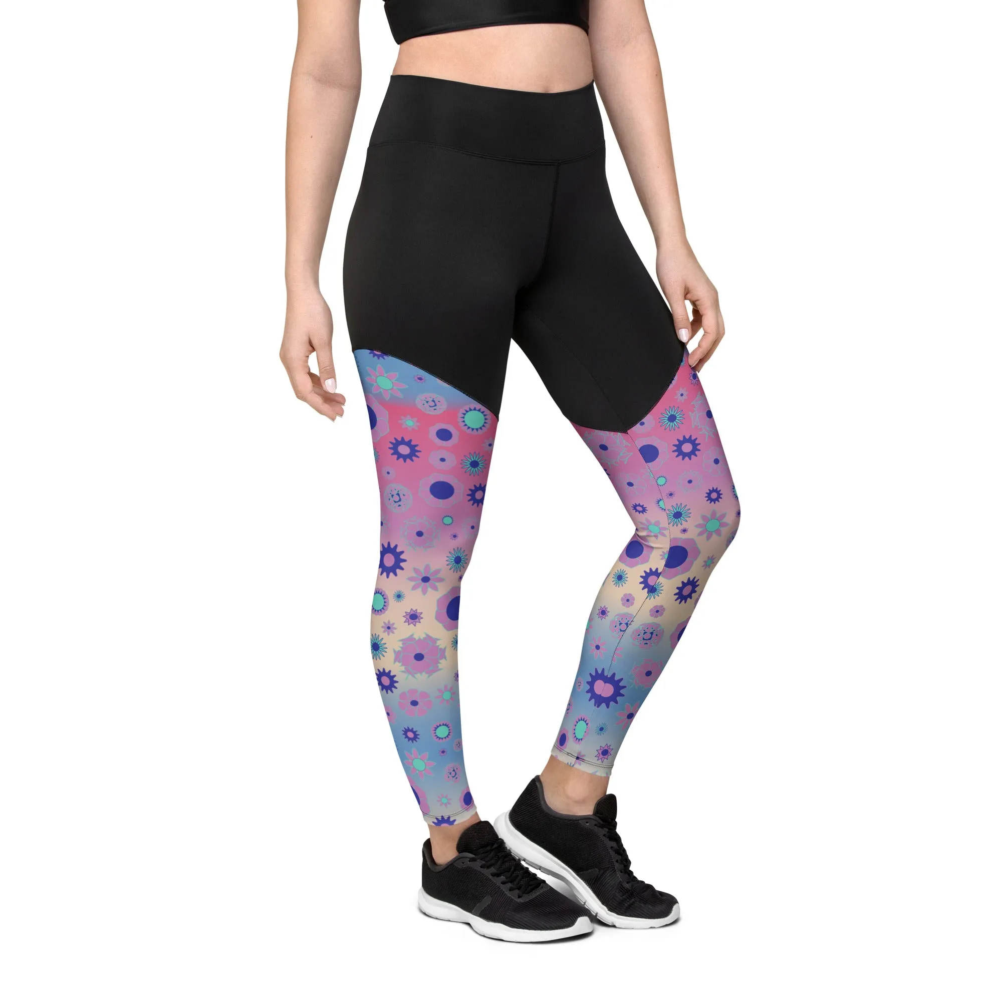 Tie Dye Orange Sports Leggings- Super Slimming Support